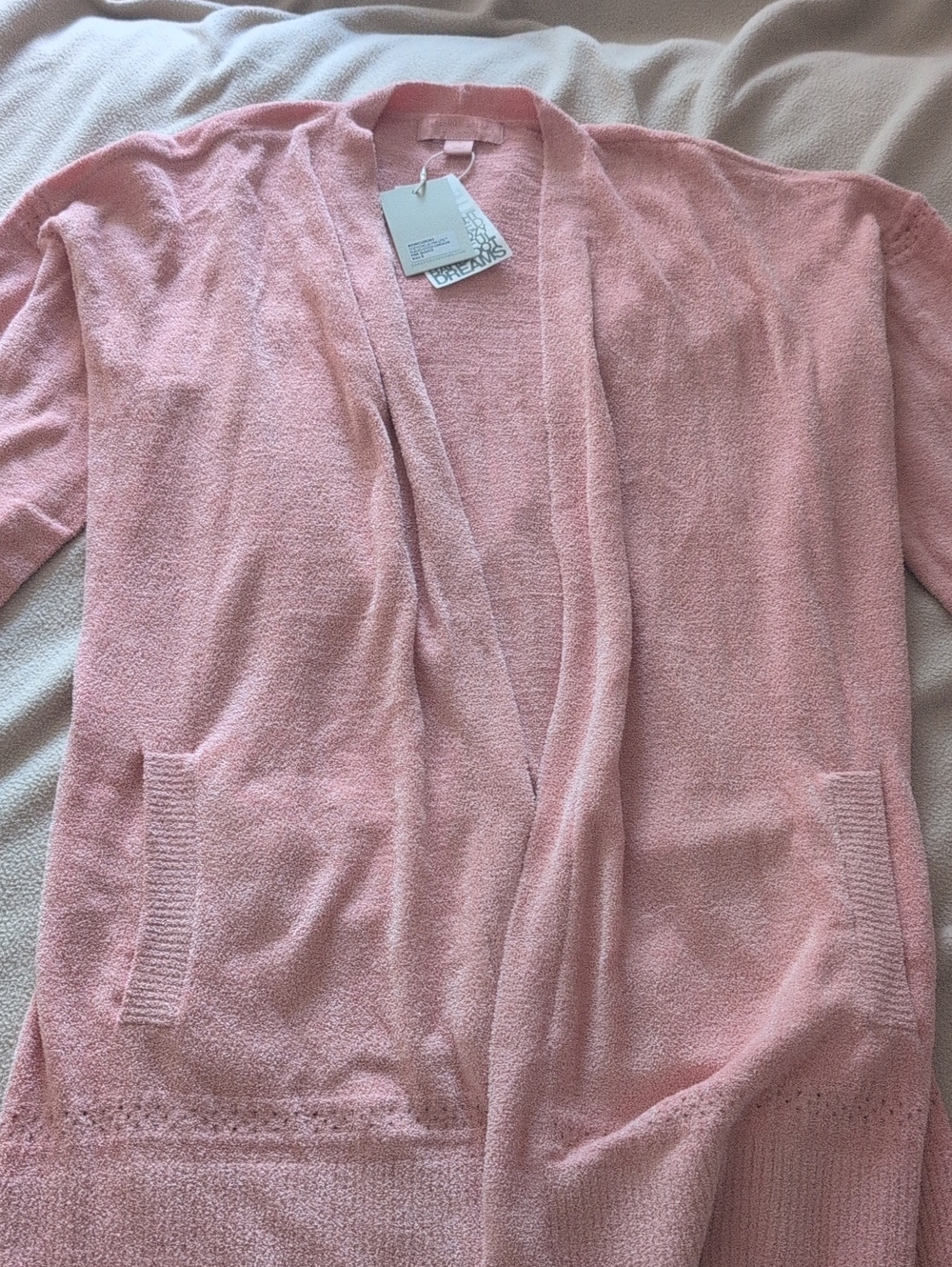Barefoot Dreams Pink Quartz Open-Front Cardigan with Pockets NWT Size Small
